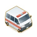 The security police officer van, red siren ambulance car vehicle isometric cartoon icon Royalty Free Stock Photo