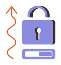Security Progress with Lock, Loading Bar, and Upward Trend Arrow Royalty Free Stock Photo