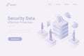 Security Protect Data Online Isometric Flat white monochrome vector concept