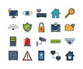 Security, protect and technology icons Royalty Free Stock Photo