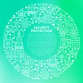 Security and protection concept in circle