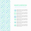 Security and protection concept with line icons