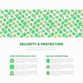 Security and protection concept with line icons