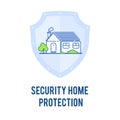 Security Protection Outline Vector Illustration