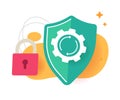 Security protection shield authentication lock icon vector modern graphic illustration concept, cybersecurity data privacy Royalty Free Stock Photo