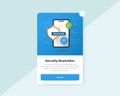 Security and safety device and data protection illustration design for mobile and web pop up card