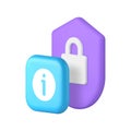 Security safety protection warning attention notification 3d icon realistic vector illustration