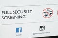 Security screening sign