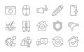 Security, Scroll down and Recovery internet icons set. Pencil, Hair dryer and Refrigerator signs. Vector