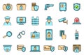 Security service scan icons set vector color line Royalty Free Stock Photo