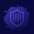security settings icon with shield, vector design