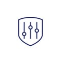 security settings line icon with a shield