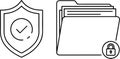 Security Shield with Checkmark and Folder with Padlock Icons Keywords: security, shield, checkmark, verified Royalty Free Stock Photo