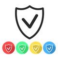 Security shield confirmation check line icon for apps and websites Royalty Free Stock Photo