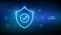 Security shield. Cyber security. Protection shield with Check mark icon. Cyber data protection. Information privacy idea. Network