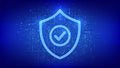 Security shield. Cyber security. Protection shield with Check mark icon made with binary code. Cyber data protection. Information Royalty Free Stock Photo