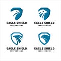 Security shield eagle logo design template vector, template Negative space style