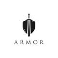 Security Shield with knight Sword logo design