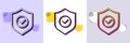 Security shield line icon. Cyber defence sign. Halftone dotted pattern. Vector