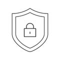 Security shield with lock outline icon. linear style sign for mobile concept and web design. Shield Padlock simple line vector ico Royalty Free Stock Photo