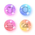 Security shield, Online survey and Hoody minimal line icons. For web application, printing. Vector