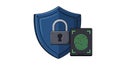 Security Shield with Padlock and Fingerprint Scan Technology Illustration Royalty Free Stock Photo