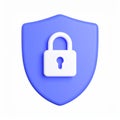 Security shield and padlock icon rendering illustration on transparent background Royalty Free Stock Photo
