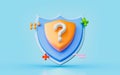 Security shield question mark 3d illustration internet safety protection Royalty Free Stock Photo