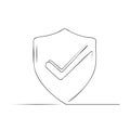 Security Shield Single Line Drawing with Checkmark, Protection Symbol, Minimalist Simple Guard Illustration Royalty Free Stock Photo