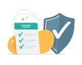 Security shield standard document checklist icon vector modern graphic design, verified protection safety compliance form check Royalty Free Stock Photo