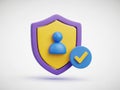 Security shield with user icon isolated on white background Royalty Free Stock Photo