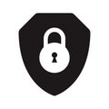 Security shield or virus shield lock icon with line art for apps and websites Royalty Free Stock Photo