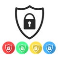 Security shield or virus shield lock line art icon for apps and Royalty Free Stock Photo