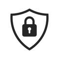 Security shield or virus shield lock line art icon