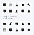 20 Security Solid Glyph icon Pack like impersonation avatar privacy spam message