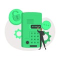 Security solutions abstract concept vector illustration. Security systems design, construction site