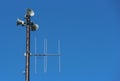 security speakers tower for warning or announce with clear blue sky background. Royalty Free Stock Photo