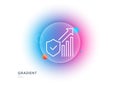 Security statistics line icon. Cyber defence sign. Gradient blur button. Vector