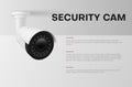 Security surveillance cam monitoring system realistic banner template vector illustration Royalty Free Stock Photo