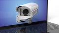 Security surveillance camera on laptop