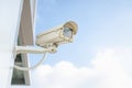 Security surveillance camera outside bluidling, CCTV camera on a wall security system concepts Royalty Free Stock Photo