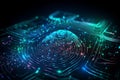 Security system concept of technology device is using technological fingerprint to access it. Generative AI Royalty Free Stock Photo