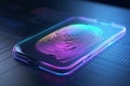 Security system concept of technology device is using technological fingerprint to access it. Generative AI Royalty Free Stock Photo