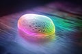Security system concept of technology device is using technological fingerprint to access it. Generative AI Royalty Free Stock Photo
