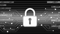 Security technology concept - padlock binary code information connecting lines Royalty Free Stock Photo