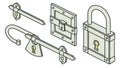 Security Tools Padlock Axes Keys Locksmith Hardware Vector, vector design Generative AI Royalty Free Stock Photo