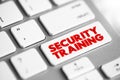 Security Training text button on keyboard, concept background Royalty Free Stock Photo