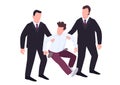 Security with troublemaker flat color vector faceless characters Royalty Free Stock Photo