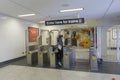 The security turnstile to enter the underground transit system in Chicago,USA.