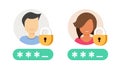 Security user password permission access lock icon, login private passcode technology vector modern graphic illustration set, 2fa Royalty Free Stock Photo